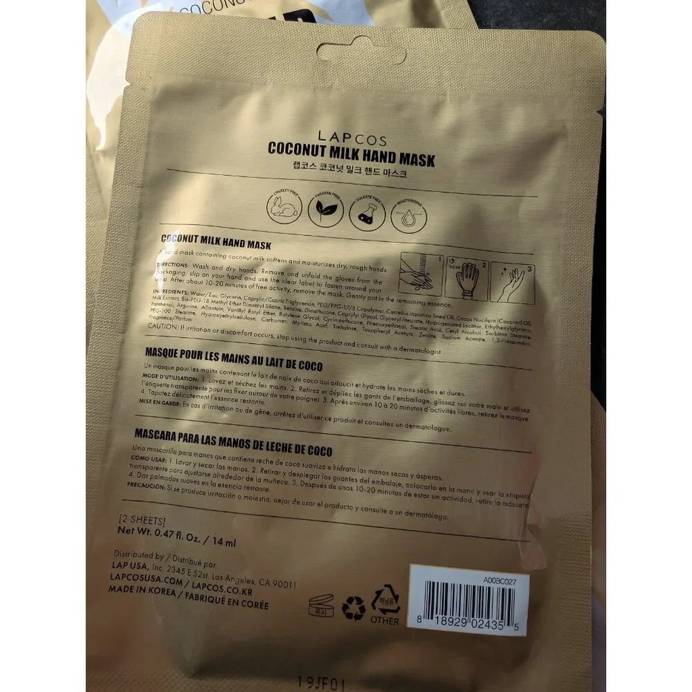 LapCos Coconut Milk Hand Mask South Korea Beauty 5 Pack
